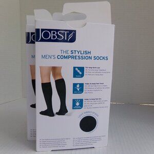 New Jobst 2 Pair Men's Compression Sock Stock Knee Length 15-20mm Large Tall Blk